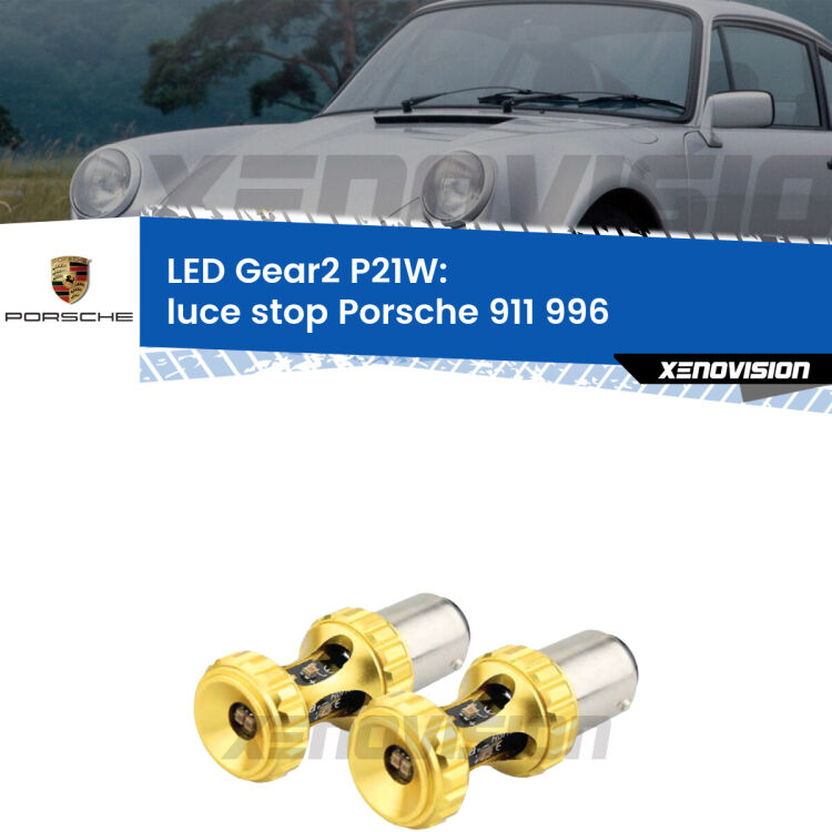<strong>Luce Stop LED per Porsche 911</strong> 996 1997 - 2005. Coppia lampade <strong>P21W</strong> super canbus Rosse modello Gear2.