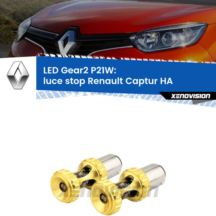 <strong>Luce Stop LED per Renault Captur</strong> HA 2016 - 2018. Coppia lampade <strong>P21W</strong> super canbus Rosse modello Gear2.
