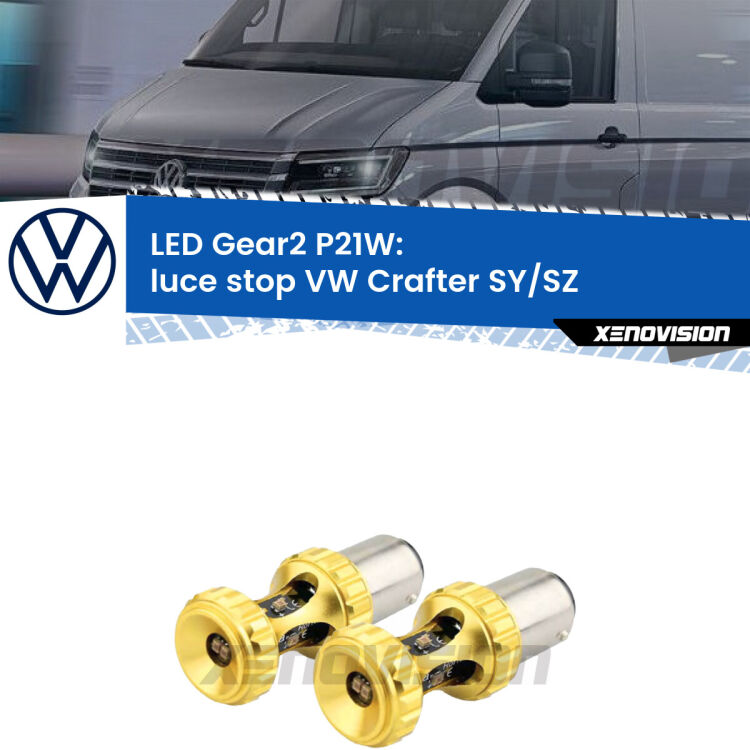 <strong>Luce Stop LED per VW Crafter</strong> SY/SZ 2016 in poi. Coppia lampade <strong>P21W</strong> super canbus Rosse modello Gear2.