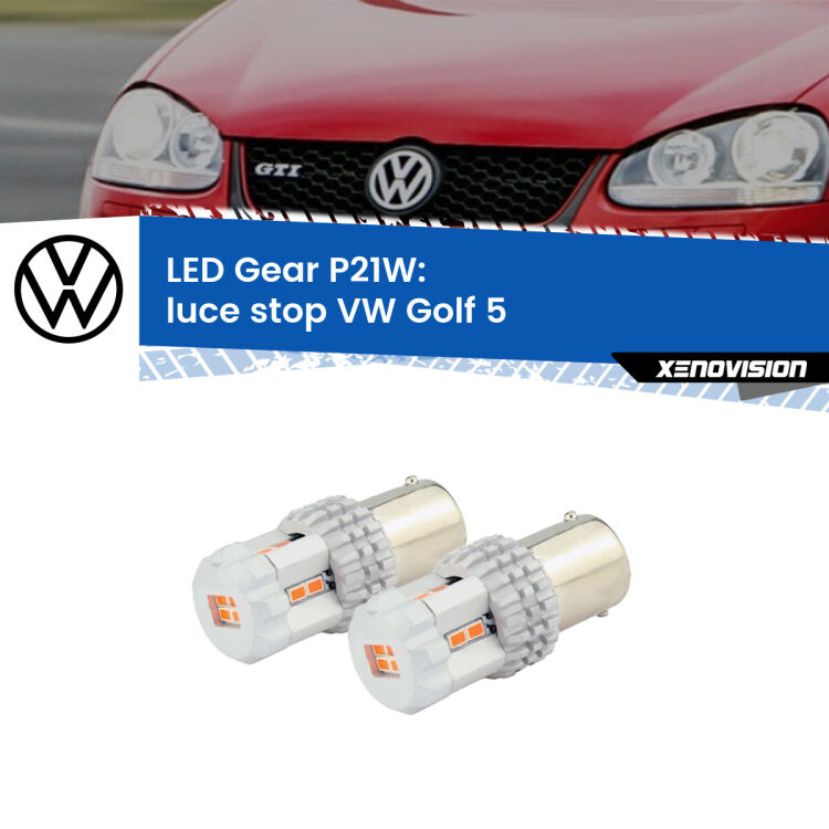 0 Luce Stop LED per VW Golf 5 2003 - 2009: P21W Gear <p>Coppia <strong>LED P21W Rossi per </strong><strong>luce Stop</strong> <strong>VW</strong> <strong>Golf 5 </strong> 2003 - 2009: ultracompatti, illuminazione a 360 gradi e Canbus. Qualità Massima.</p>
<div> </div>