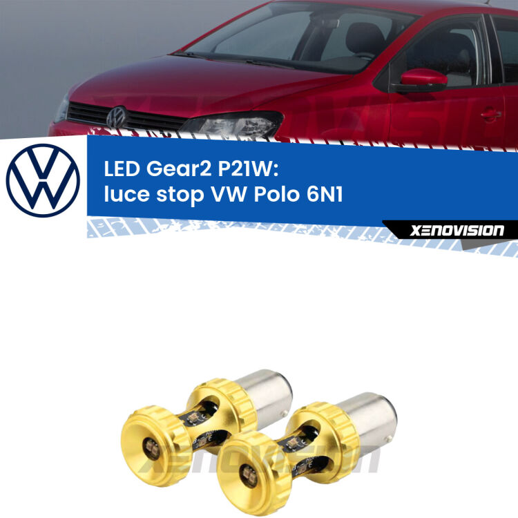 <strong>Luce Stop LED per VW Polo</strong> 6N1 1994 - 1998. Coppia lampade <strong>P21W</strong> super canbus Rosse modello Gear2.