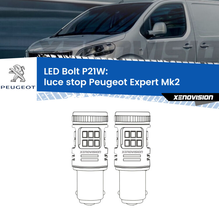 0 Luce Stop LED Peugeot Expert Mk2 2007 - 2015: P21W Bolt <strong>Luce Stop LED per Peugeot Expert</strong> Mk2 2007 - 2015. Coppia lampade <strong>P21W</strong> modello Bolt canbus.