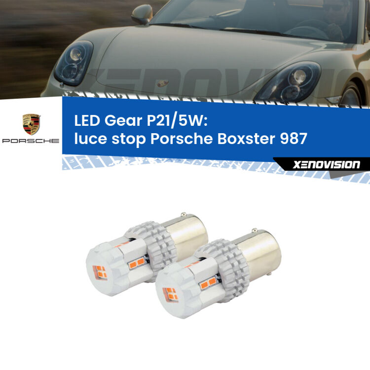 0 Luce Stop LED Porsche Boxster 987 2004 - 2008: P21/5W Gear <strong>Luce Stop LED per Porsche Boxster</strong> 987 2004 - 2008. Due lampade <strong>P21/5W</strong> rosse non canbus modello Gear.