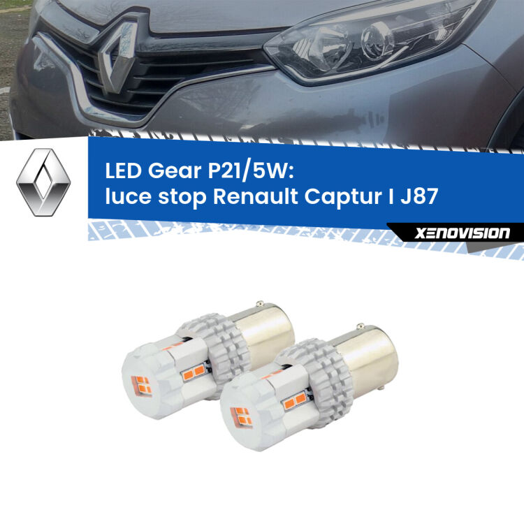<strong>Luce Stop LED per Renault Captur I</strong> J87 2013 - 2015. Due lampade <strong>P21/5W</strong> rosse non canbus modello Gear.