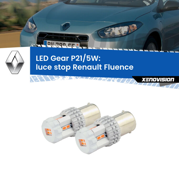 <strong>Luce Stop LED per Renault Fluence</strong>  2010 - 2015. Due lampade <strong>P21/5W</strong> rosse non canbus modello Gear.