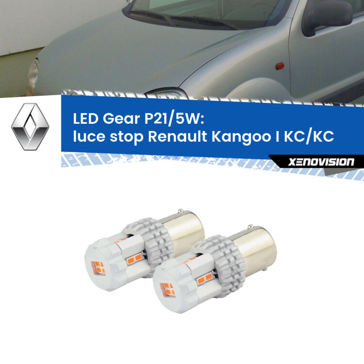 <strong>Luce Stop LED per Renault Kangoo I</strong> KC/KC 1997 - 2006. Due lampade <strong>P21/5W</strong> rosse non canbus modello Gear.