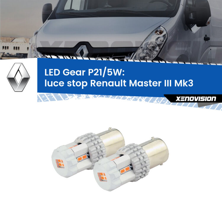 <strong>Luce Stop LED per Renault Master III</strong> Mk3 2010 in poi. Due lampade <strong>P21/5W</strong> rosse non canbus modello Gear.