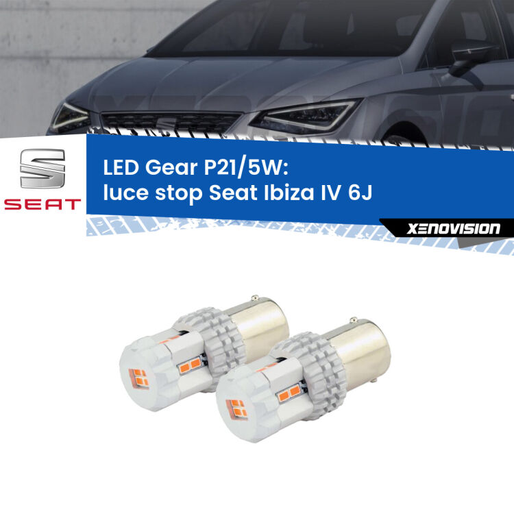 <strong>Luce Stop LED per Seat Ibiza IV</strong> 6J 2008 - 2015. Due lampade <strong>P21/5W</strong> rosse non canbus modello Gear.