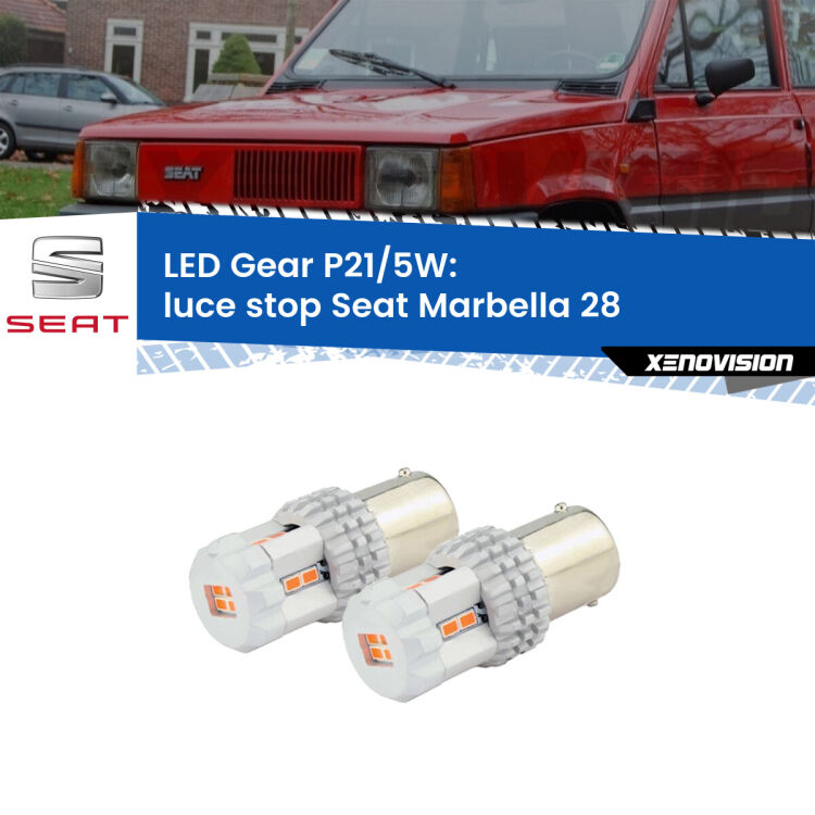 <strong>Luce Stop LED per Seat Marbella</strong> 28 1986 - 1998. Due lampade <strong>P21/5W</strong> rosse non canbus modello Gear.