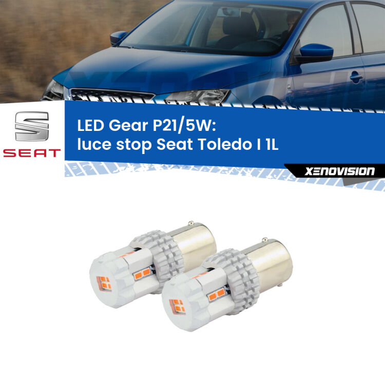 <strong>Luce Stop LED per Seat Toledo I</strong> 1L 1991 - 1999. Due lampade <strong>P21/5W</strong> rosse non canbus modello Gear.