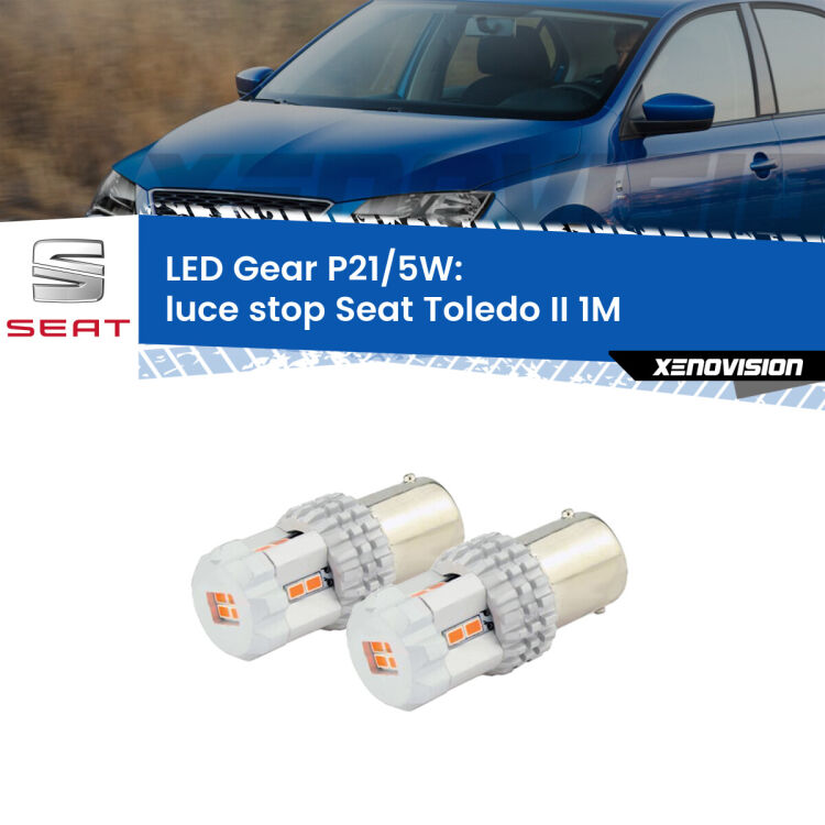 <strong>Luce Stop LED per Seat Toledo II</strong> 1M 1998 - 2006. Due lampade <strong>P21/5W</strong> rosse non canbus modello Gear.