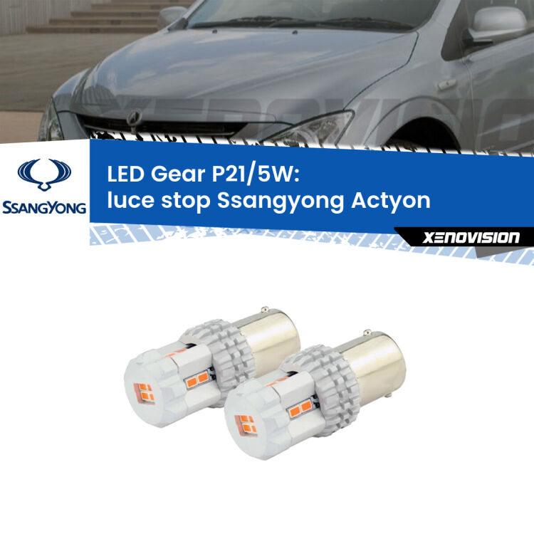 <strong>Luce Stop LED per Ssangyong Actyon</strong>  2006 - 2017. Due lampade <strong>P21/5W</strong> rosse non canbus modello Gear.