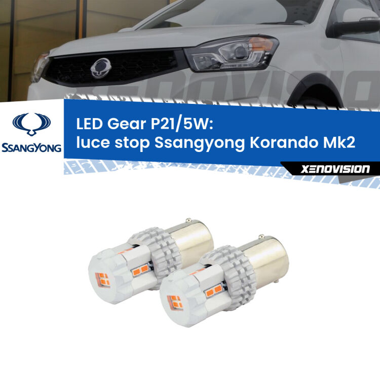 0 Luce Stop LED Ssangyong Korando Mk2 1996 - 2006: P21/5W Gear <strong>Luce Stop LED per Ssangyong Korando</strong> Mk2 1996 - 2006. Due lampade <strong>P21/5W</strong> rosse non canbus modello Gear.