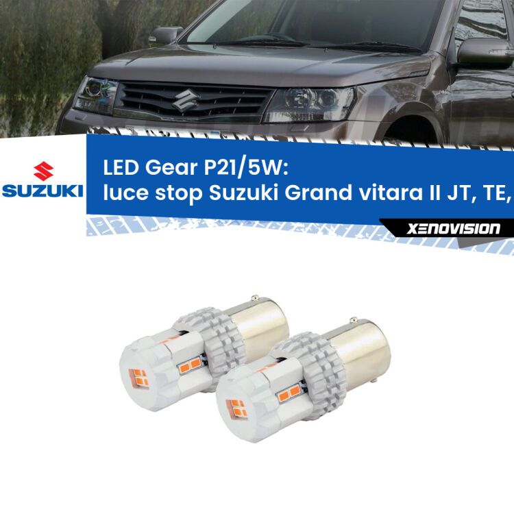 <strong>Luce Stop LED per Suzuki Grand vitara II</strong> JT, TE, TD 2013 - 2015. Due lampade <strong>P21/5W</strong> rosse non canbus modello Gear.