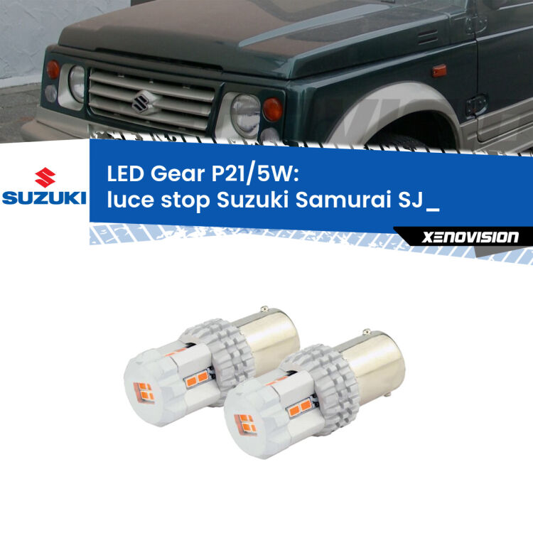 <strong>Luce Stop LED per Suzuki Samurai</strong> SJ_ 1988 - 2004. Due lampade <strong>P21/5W</strong> rosse non canbus modello Gear.