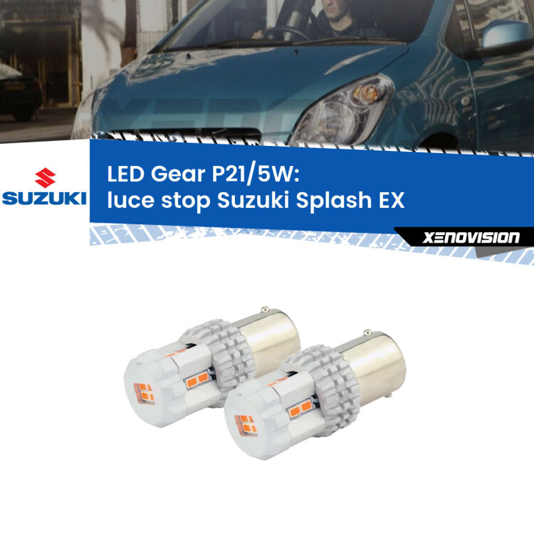 <strong>Luce Stop LED per Suzuki Splash</strong> EX 2008 in poi. Due lampade <strong>P21/5W</strong> rosse non canbus modello Gear.