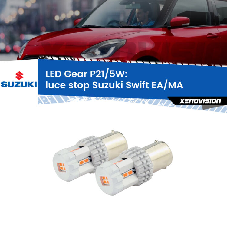 <strong>Luce Stop LED per Suzuki Swift</strong> EA/MA 1989 - 2003. Due lampade <strong>P21/5W</strong> rosse non canbus modello Gear.