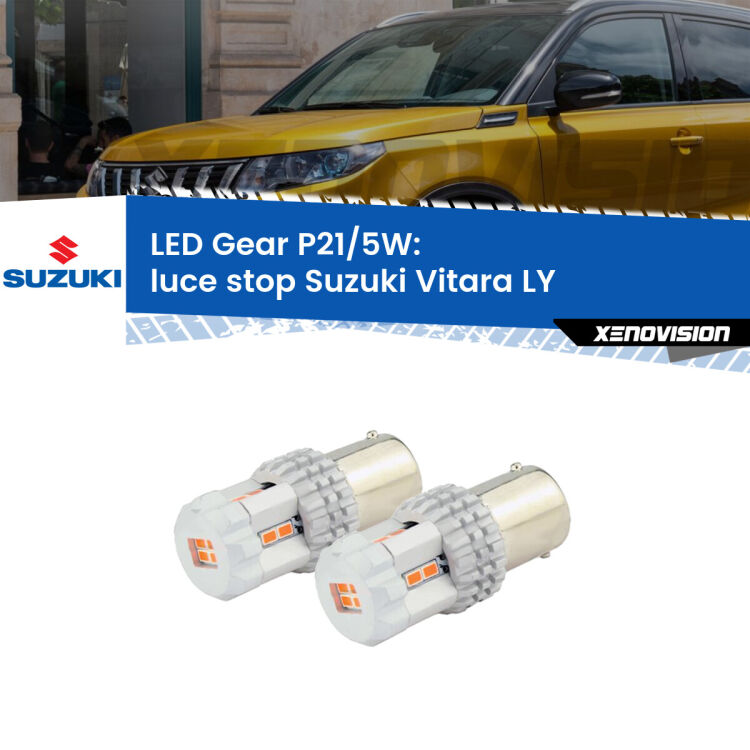 0 Luce Stop LED Suzuki Vitara LY 2015 in poi: P21/5W Gear <strong>Luce Stop LED per Suzuki Vitara</strong> LY 2015 in poi. Due lampade <strong>P21/5W</strong> rosse non canbus modello Gear.