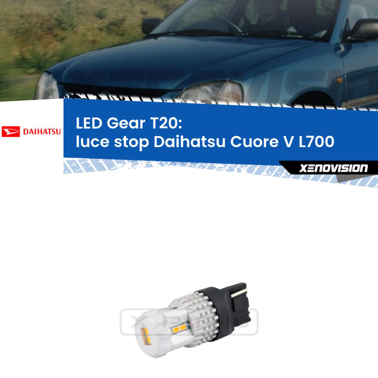 <strong>Luce Stop LED per Daihatsu Cuore V</strong> L700 1998 - 2003. Lampada <strong>T20</strong> rossa modello Gear.