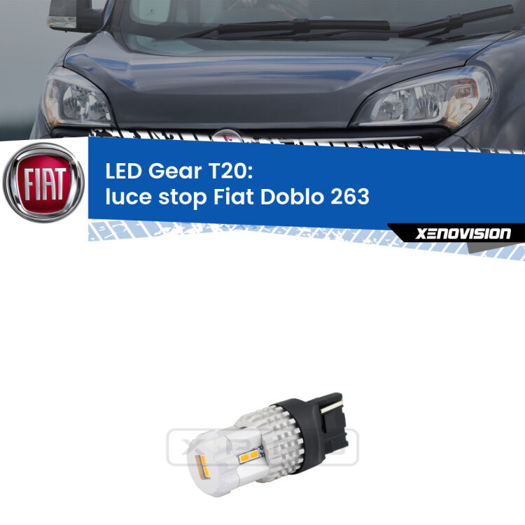 <strong>Luce Stop LED per Fiat Doblo</strong> 263 2015 - 2016. Lampada <strong>T20</strong> rossa modello Gear.