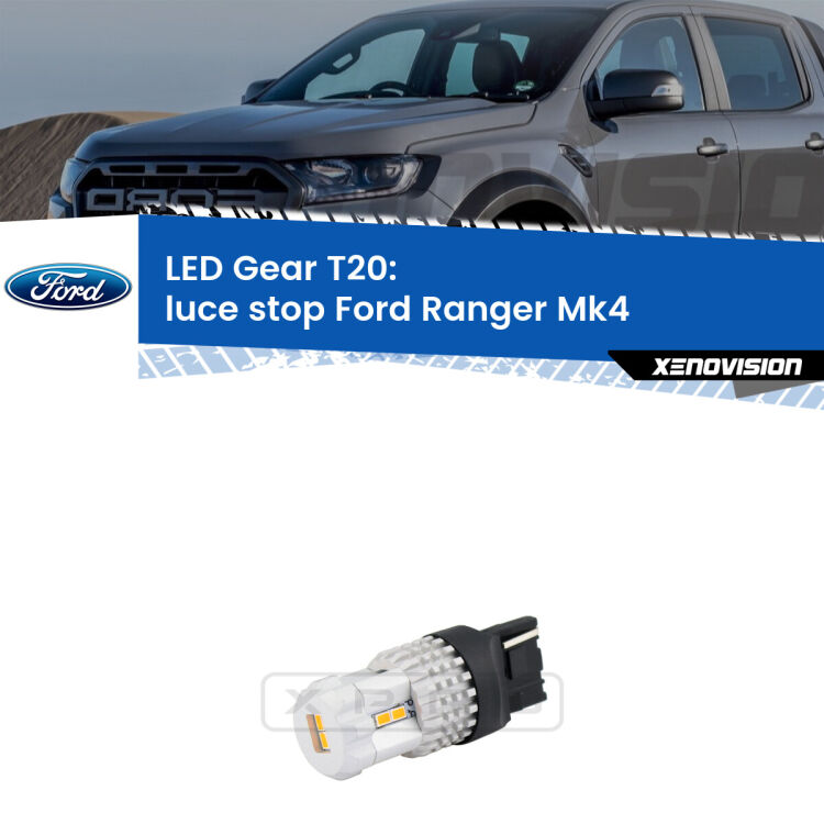 <strong>Luce Stop LED per Ford Ranger</strong> Mk4 2011 in poi. Lampada <strong>T20</strong> rossa modello Gear.