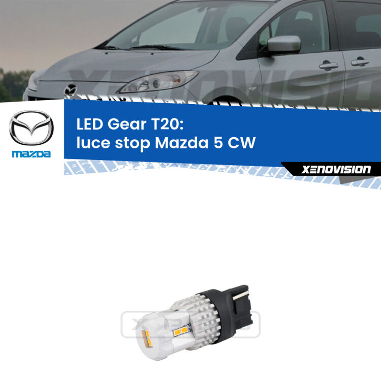 <strong>Luce Stop LED per Mazda 5</strong> CW 2010 in poi. Lampada <strong>T20</strong> rossa modello Gear.