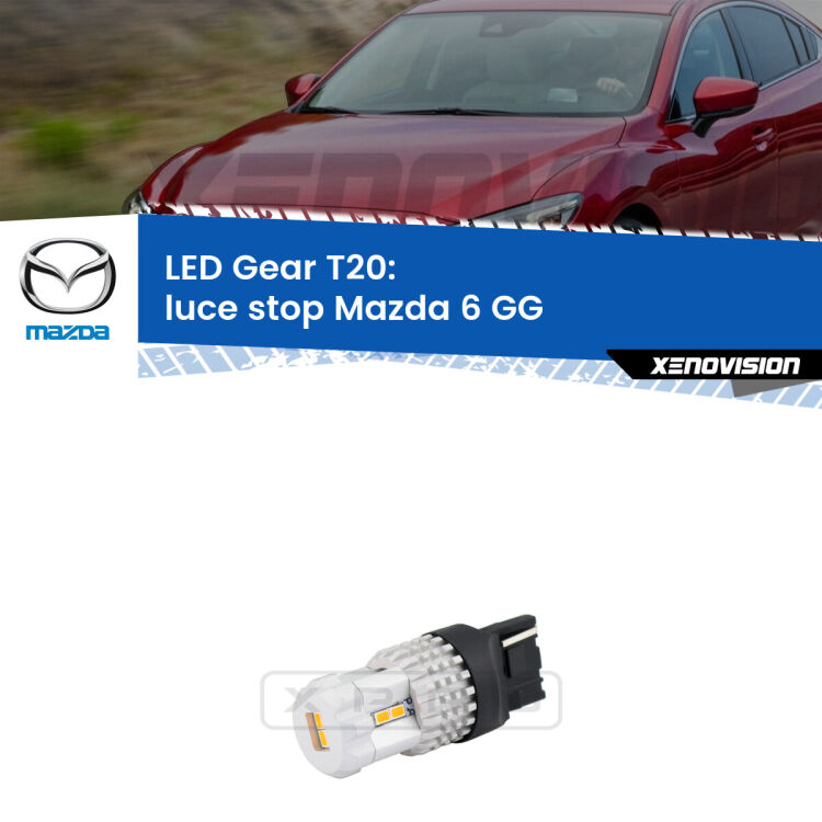 <strong>Luce Stop LED per Mazda 6</strong> GG 2002 - 2007. Lampada <strong>T20</strong> rossa modello Gear.