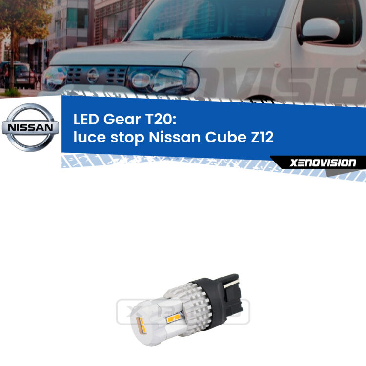 <strong>Luce Stop LED per Nissan Cube</strong> Z12 2008 - 2012. Lampada <strong>T20</strong> rossa modello Gear.