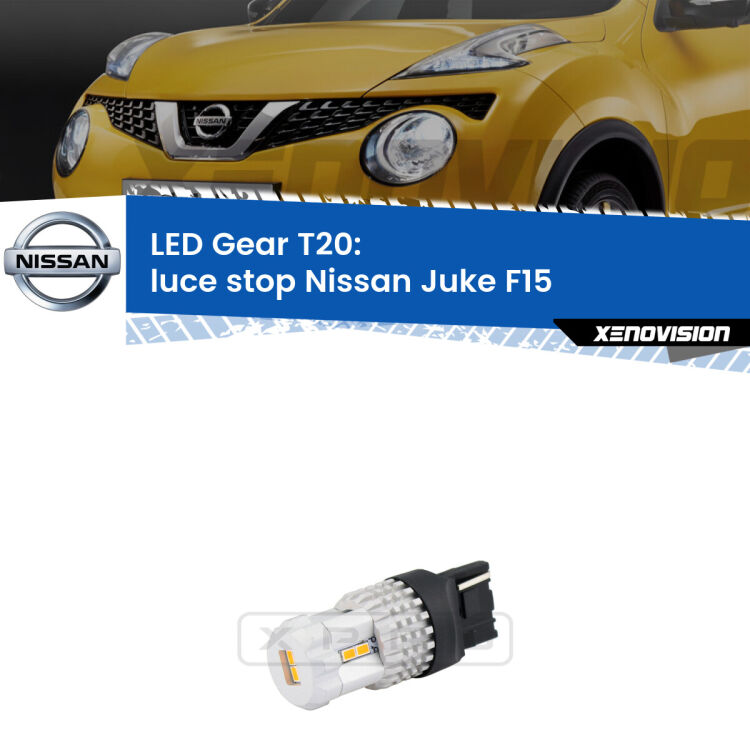 <strong>Luce Stop LED per Nissan Juke</strong> F15 2010 - 2018. Lampada <strong>T20</strong> rossa modello Gear.