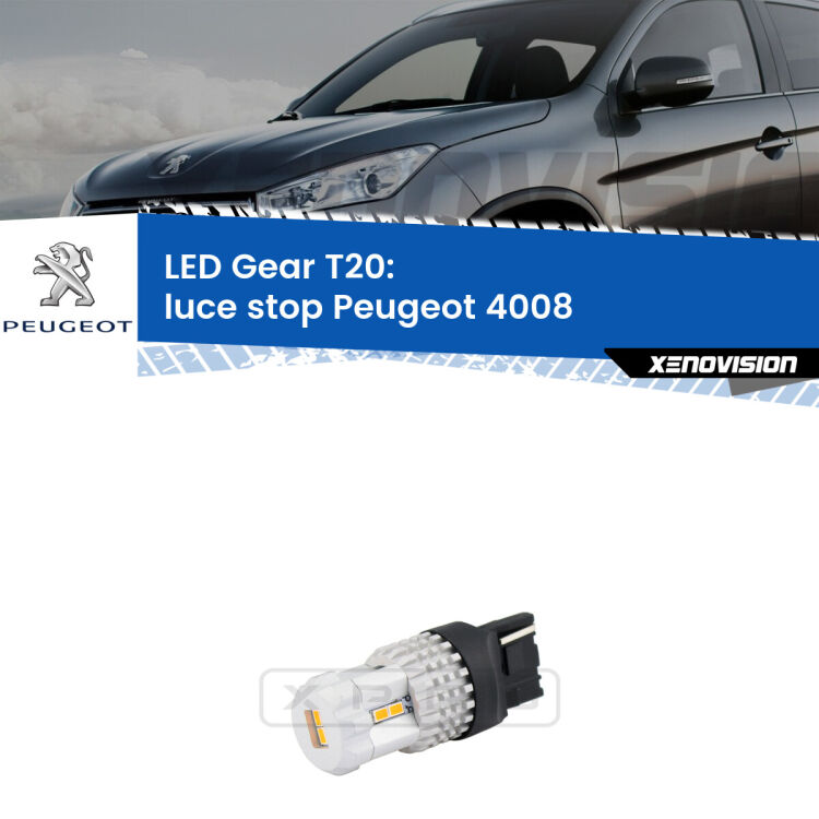 <strong>Luce Stop LED per Peugeot 4008</strong>  2012 in poi. Lampada <strong>T20</strong> rossa modello Gear.
