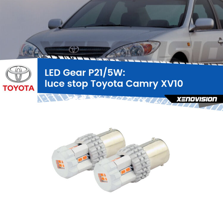 <strong>Luce Stop LED per Toyota Camry</strong> XV10 1991 - 1996. Due lampade <strong>P21/5W</strong> rosse non canbus modello Gear.