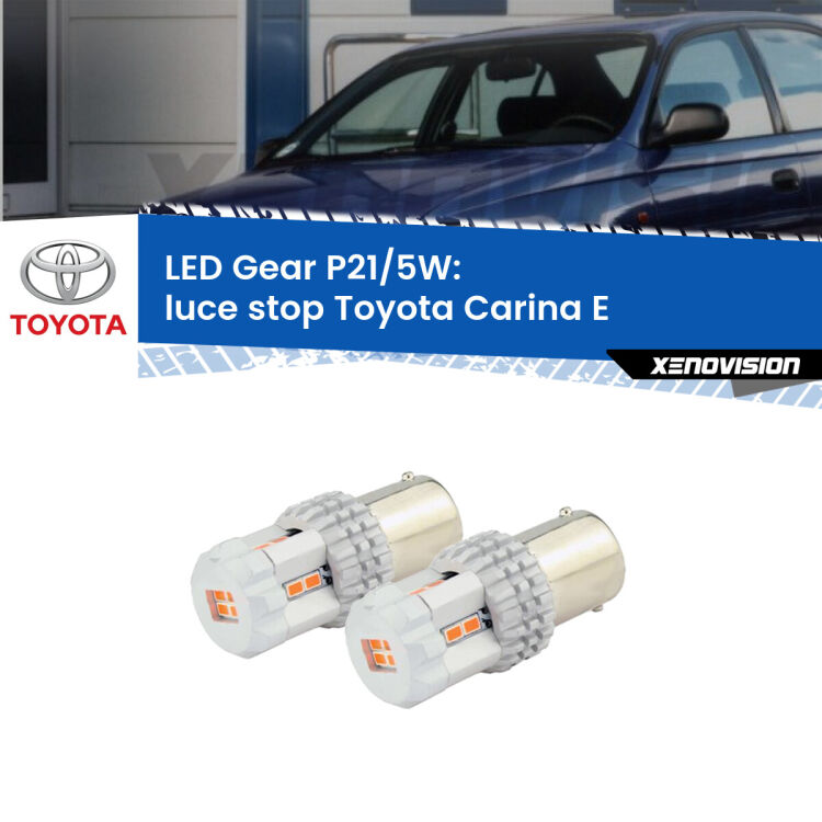 <strong>Luce Stop LED per Toyota Carina E</strong>  1992 - 1997. Due lampade <strong>P21/5W</strong> rosse non canbus modello Gear.