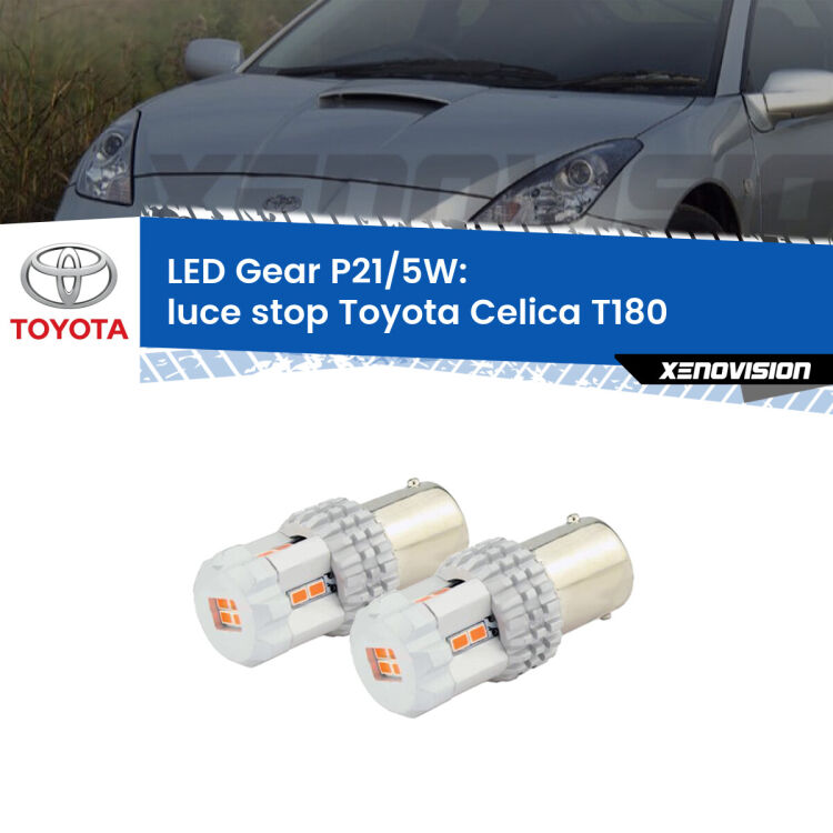 <strong>Luce Stop LED per Toyota Celica</strong> T180 1989 - 1993. Due lampade <strong>P21/5W</strong> rosse non canbus modello Gear.