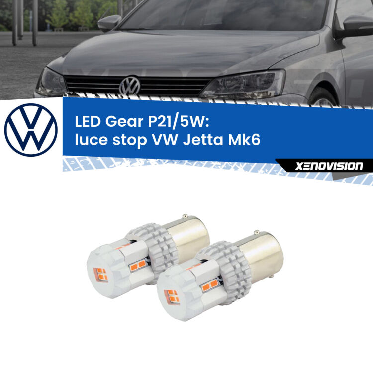 <strong>Luce Stop LED per VW Jetta</strong> Mk6 2010 - 2017. Due lampade <strong>P21/5W</strong> rosse non canbus modello Gear.
