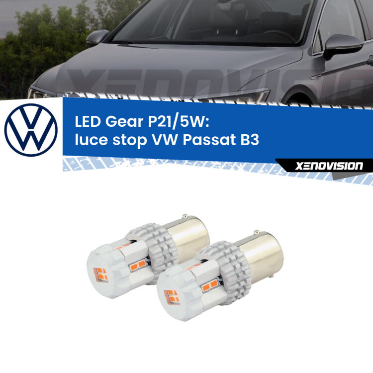 <strong>Luce Stop LED per VW Passat</strong> B3 1988 - 1993. Due lampade <strong>P21/5W</strong> rosse non canbus modello Gear.
