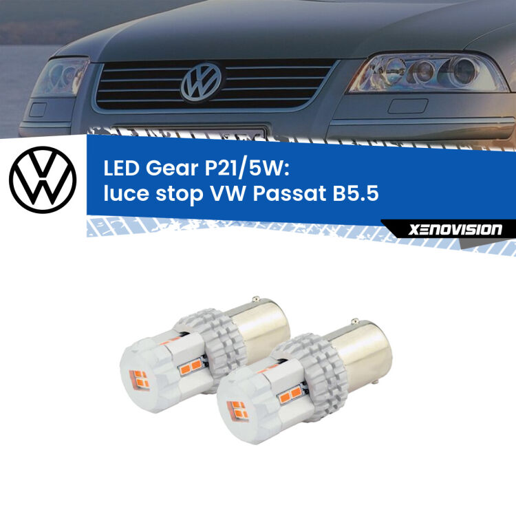 0 Luce Stop LED VW Passat B5.5 2000 - 2005: P21/5W Gear <strong>Luce Stop LED per VW Passat</strong> B5.5 2000 - 2005. Due lampade <strong>P21/5W</strong> rosse non canbus modello Gear.