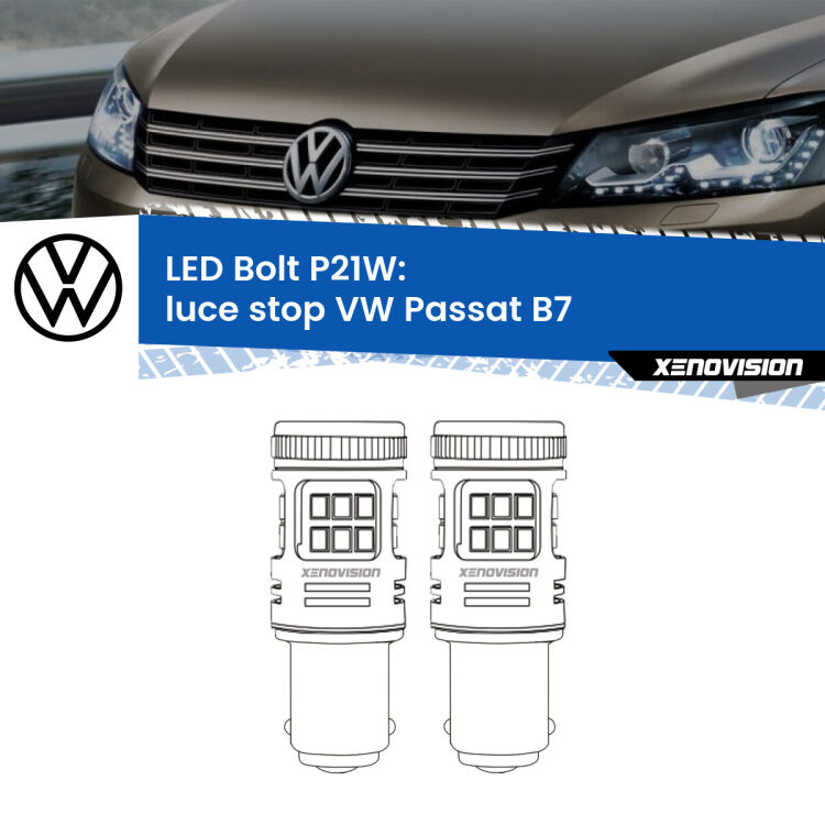 0 Luce Stop LED VW Passat B7 2010 - 2014: P21W Bolt <strong>Luce Stop LED per VW Passat</strong> B7 2010 - 2014. Coppia lampade <strong>P21W</strong> modello Bolt canbus.