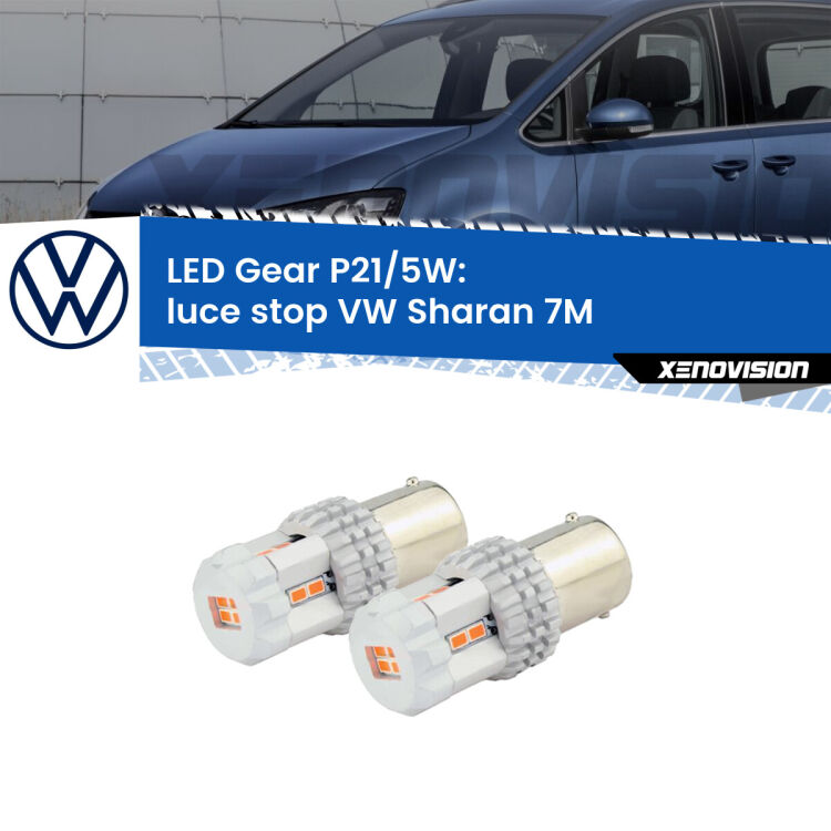 <strong>Luce Stop LED per VW Sharan</strong> 7M 1995 - 2010. Due lampade <strong>P21/5W</strong> rosse non canbus modello Gear.