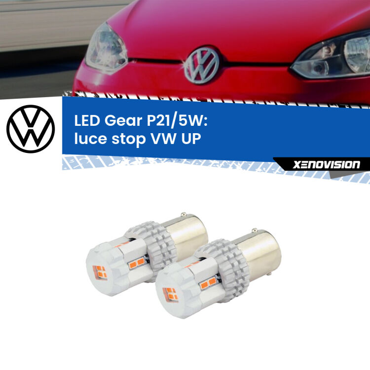 0 Luce Stop LED VW UP  2011 in poi: P21/5W Gear <strong>Luce Stop LED per VW UP</strong>  2011 in poi. Due lampade <strong>P21/5W</strong> rosse non canbus modello Gear.