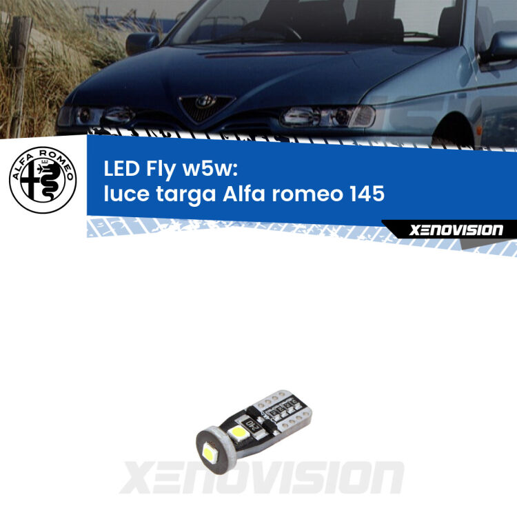 <strong>luce targa LED per Alfa romeo 145</strong>  1994 - 2001. Coppia lampadine <strong>w5w</strong> Canbus compatte modello Fly Xenovision.