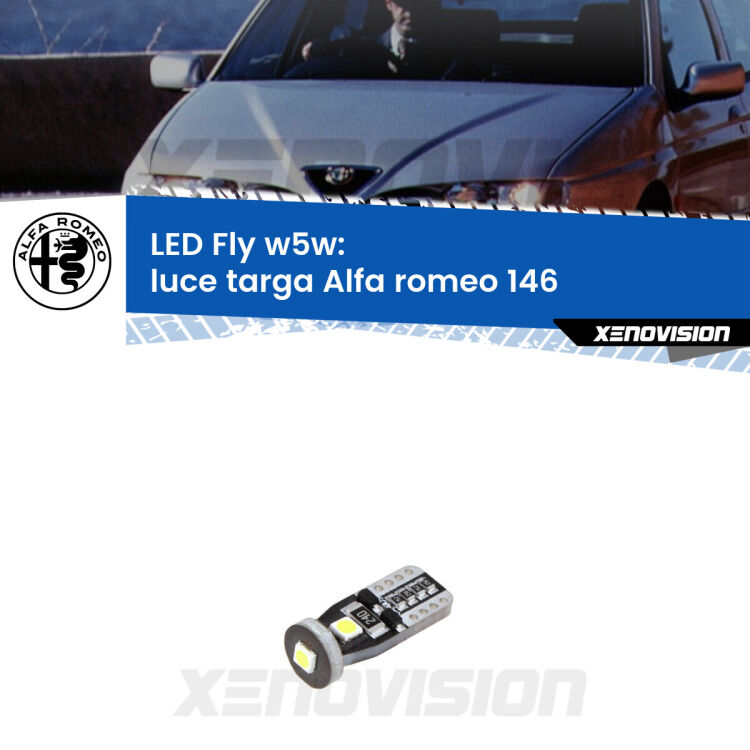 <strong>luce targa LED per Alfa romeo 146</strong>  1994 - 2001. Coppia lampadine <strong>w5w</strong> Canbus compatte modello Fly Xenovision.