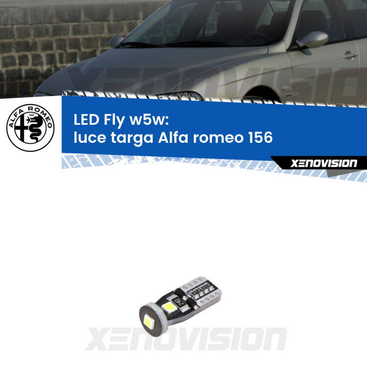 <strong>luce targa LED per Alfa romeo 156</strong>  1997 - 2005. Coppia lampadine <strong>w5w</strong> Canbus compatte modello Fly Xenovision.