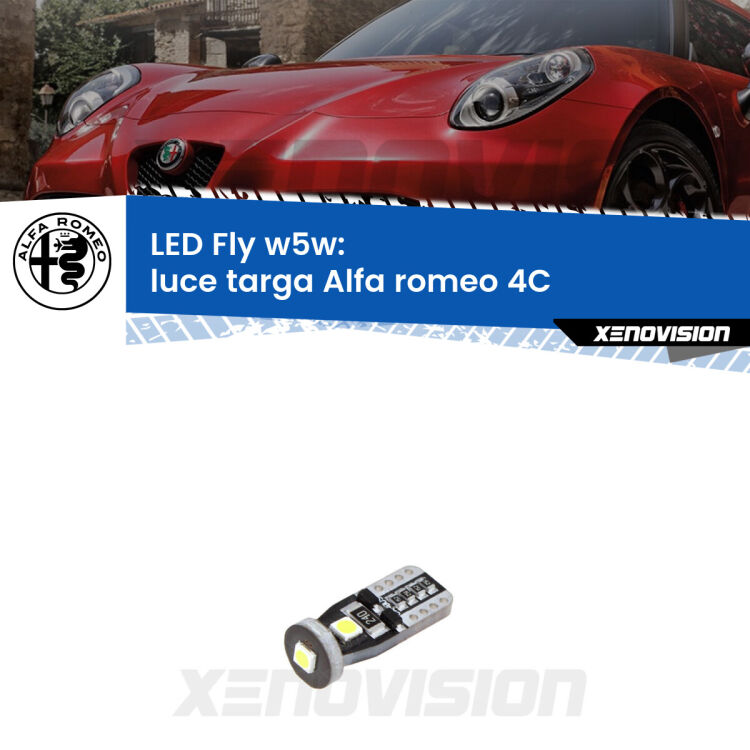<strong>luce targa LED per Alfa romeo 4C</strong>  2013 in poi. Coppia lampadine <strong>w5w</strong> Canbus compatte modello Fly Xenovision.
