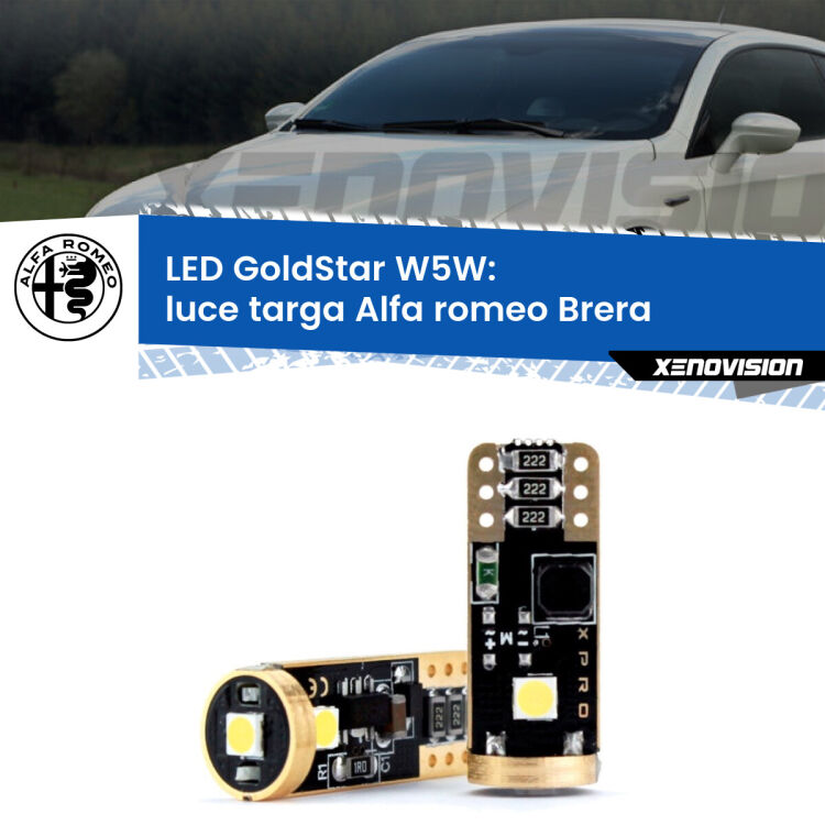 0 Luce Targa LED Alfa romeo Brera  2006 - 2010: T10 GoldStar <strong>Luce Targa LED Alfa romeo Brera</strong>  2006 - 2010: ottima luminosità a 360 gradi. Si inseriscono ovunque. Canbus, Top Quality.