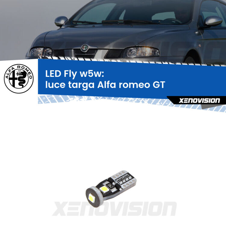 <strong>luce targa LED per Alfa romeo GT</strong>  2003 - 2010. Coppia lampadine <strong>w5w</strong> Canbus compatte modello Fly Xenovision.