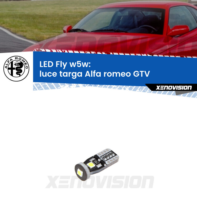 <strong>luce targa LED per Alfa romeo GTV</strong>  1995 - 2005. Coppia lampadine <strong>w5w</strong> Canbus compatte modello Fly Xenovision.