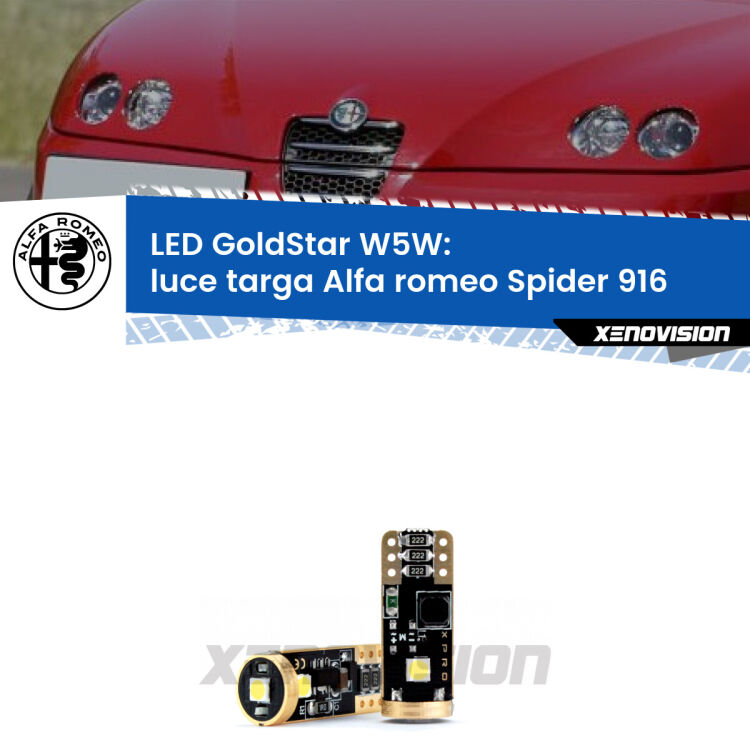 <strong>Luce Targa LED Alfa romeo Spider</strong> 916 1995 - 2005: ottima luminosità a 360 gradi. Si inseriscono ovunque. Canbus, Top Quality.