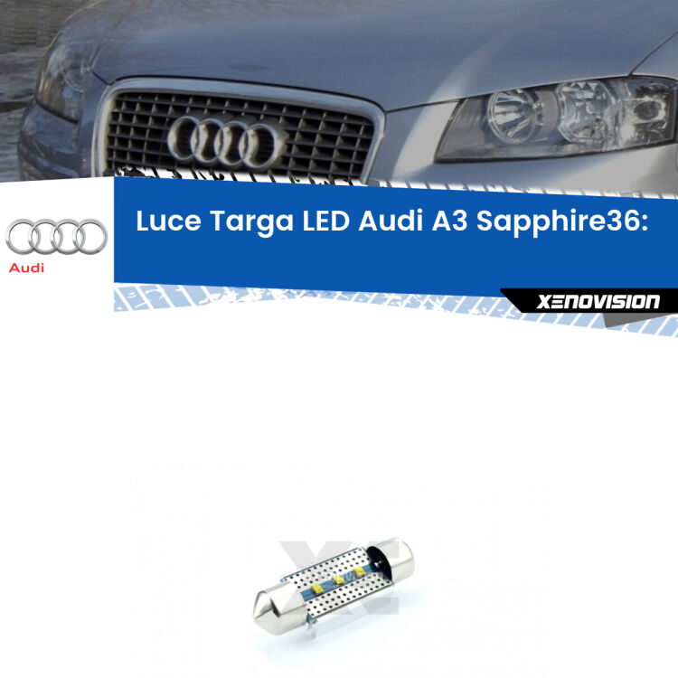 0 Luce Targa LED Audi A3: LED Sapphire <div><strong>luce targa LED Audi A3 </strong><strong>(8L) </strong>con 3 chip PHILIPS ZES per una luce incredibilmente potente e pura. Un vero gioiello.</div>
<div> </div>