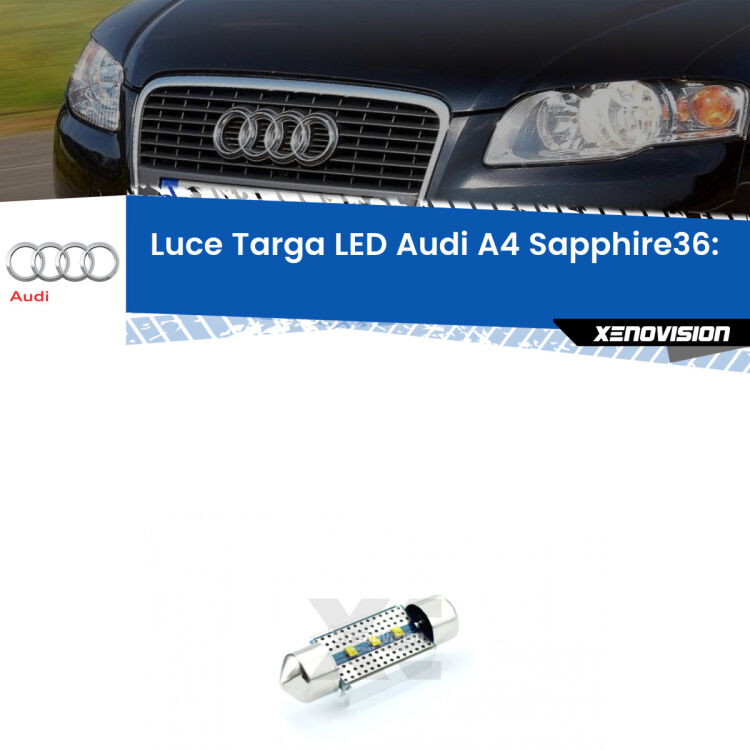 0 Luce Targa LED Audi A4: LED Sapphire <div><strong>luce targa LED Audi A4 </strong><strong>(B7) </strong>con 3 chip PHILIPS ZES per una luce incredibilmente potente e pura. Un vero gioiello.</div>
<div> </div>
