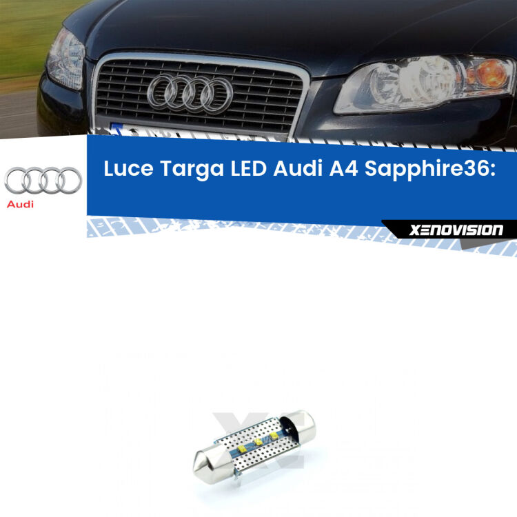 <div><strong>luce targa LED Audi A4&nbsp;</strong><strong>(B6)&nbsp;</strong>con 3 chip PHILIPS ZES per una luce incredibilmente potente e pura. Un vero gioiello.</div>
<div>&nbsp;</div>